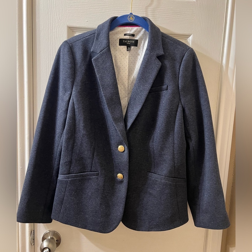 Talbots Navy Single-Breasted Gold-Button Blazer